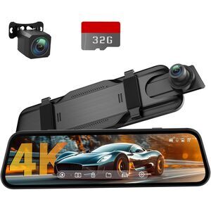 Veement 4K Rear View Mirror Camera, 10'' Mirror Dash Cam (1572)